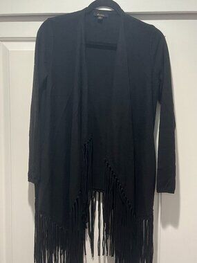 Ella Moss XS Black Fringe Open Cardigan